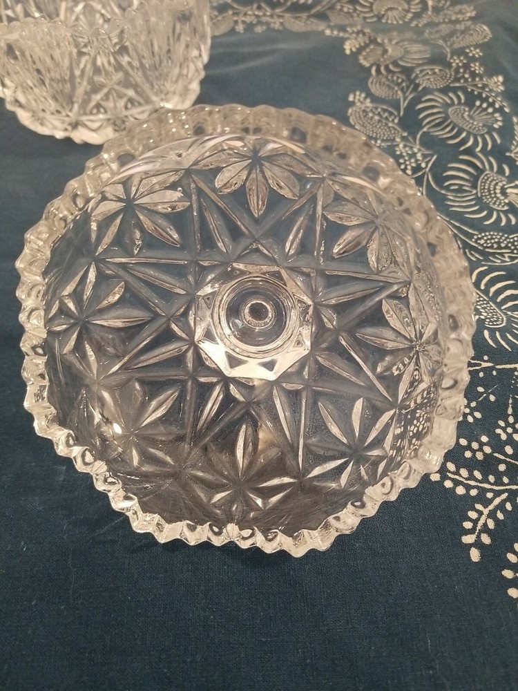 Clear Covered Candy Dish with Pressed Design
