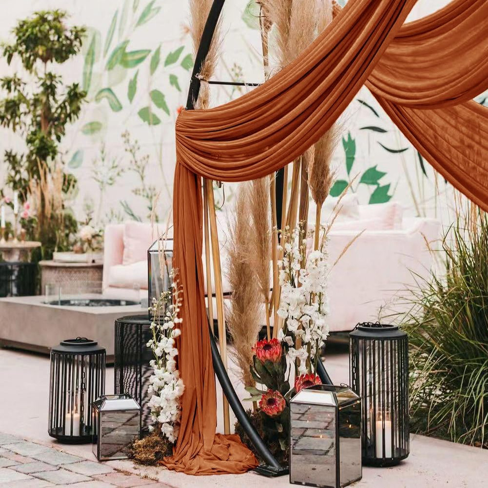 Wedding Arch Draping Fabric 30'' X 18Ftsheer Chiffon Arch Drape Backdrop 2 Panel