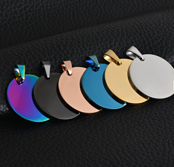 Custom Engraved Personalized Stainless Steel Dog Tags Round ID Dog Cat Tag