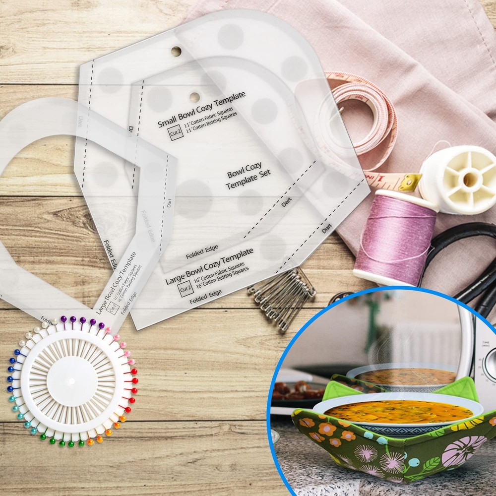 Bowl Cozy Template 3 Sizes, Pattern Cutting 3PCS, White