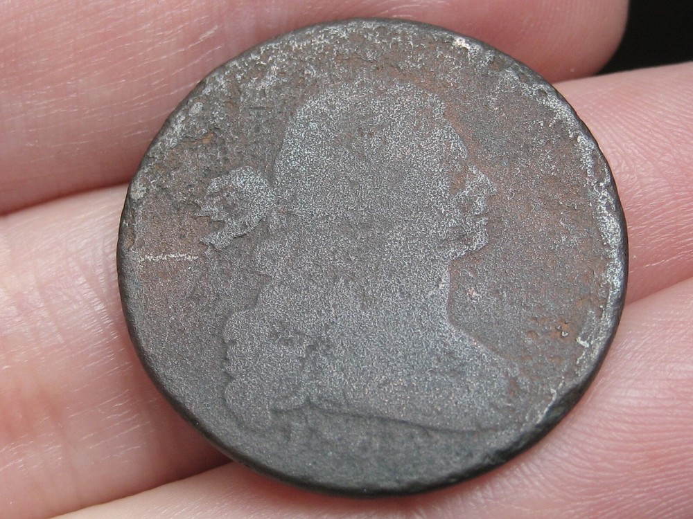 1798 Draped Bust Large Cent Penny- S-166, Reverse Die Break