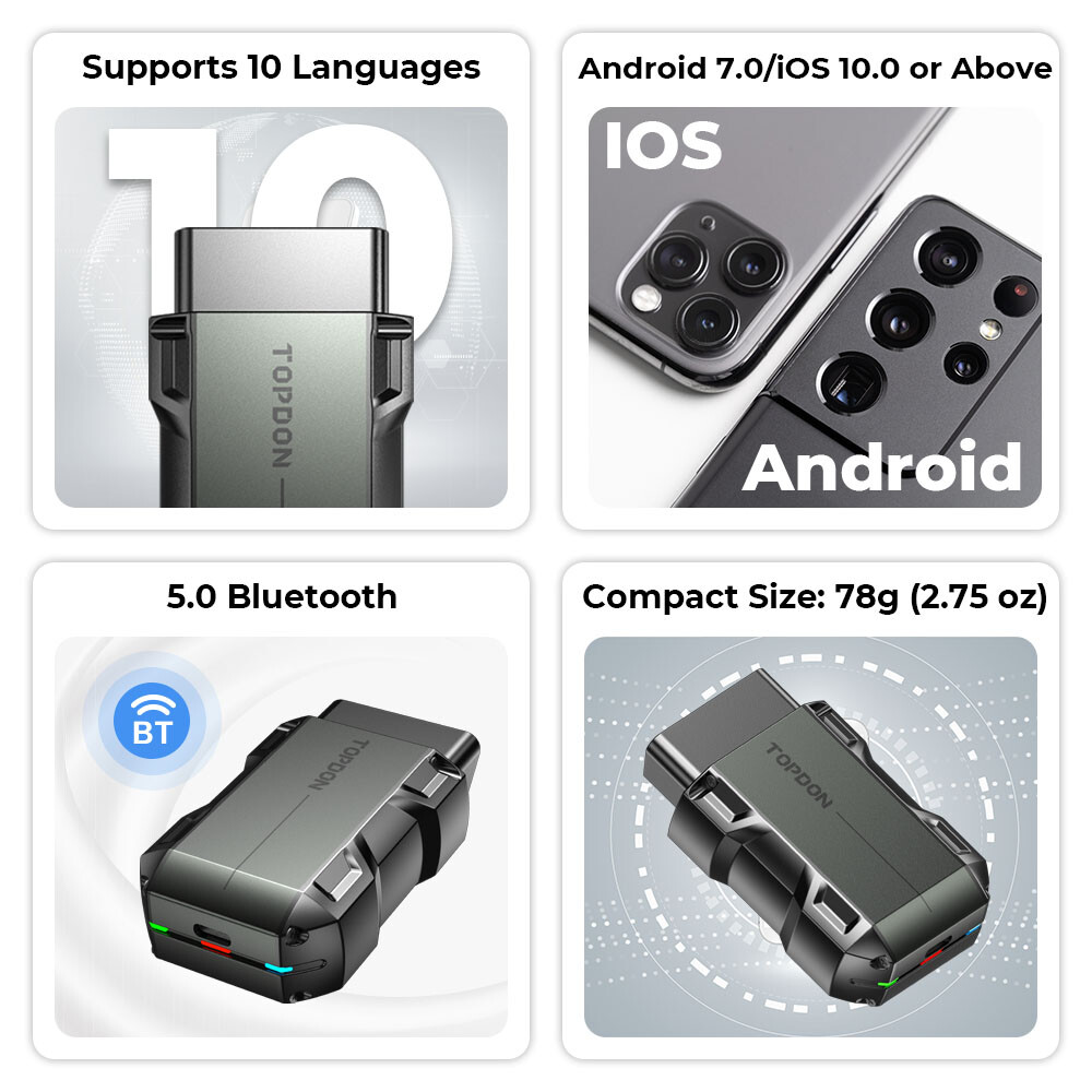 TOPDON TopScan Lite OBD2 Scanner Auto Diagnostic Tool ABS SRS TPMS All Systems