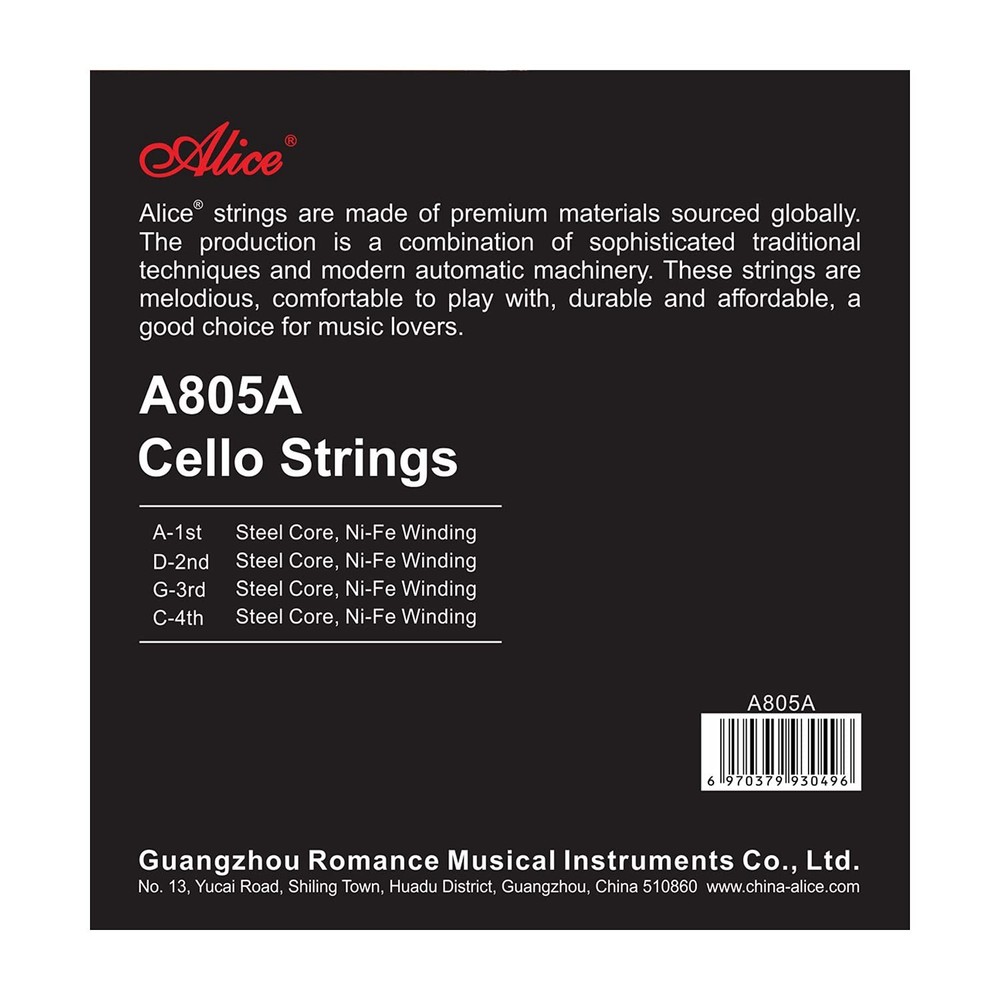 4/4 Cello String Set - A805A Cello Strings 4/4 Full Set A-D-G-C with Steel Co...
