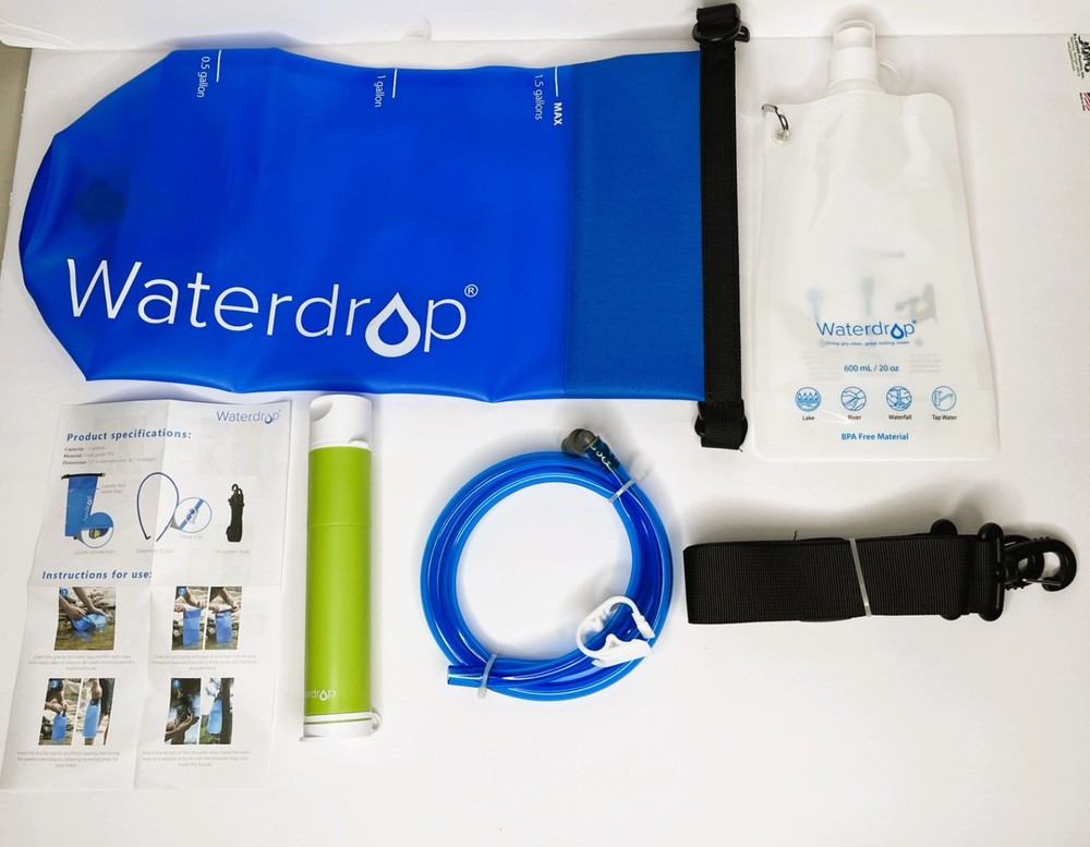 Waterdrop Gravity Water Filter Straw,with 1.5 gal Gravity-Fed Water Bag