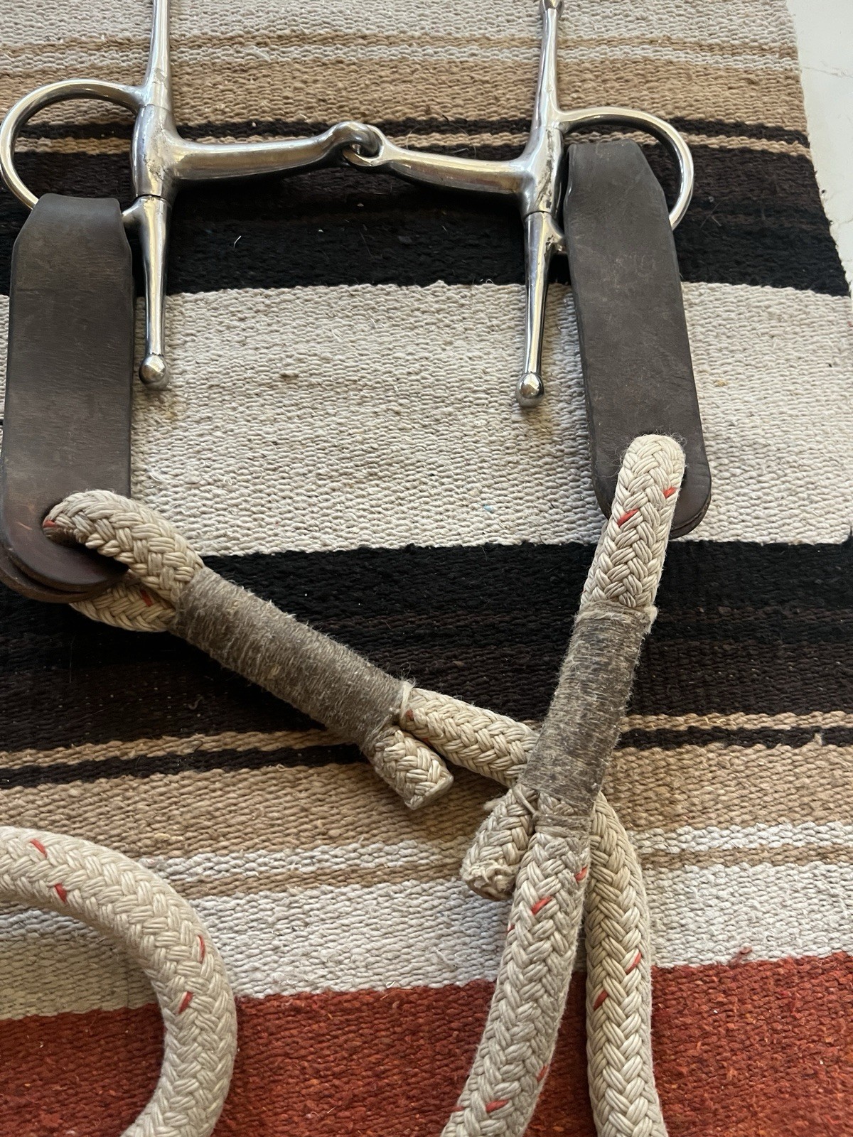Full Cheek Snaffle With HEAVY Rope Reins And Slobber Straps