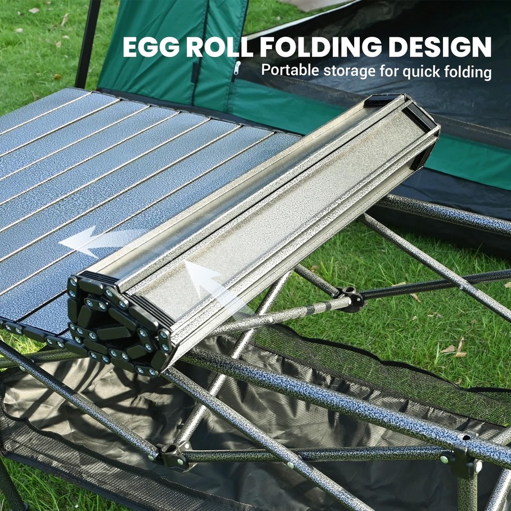 Camping Table Foldable, Height Adjustable Aluminum Roll Up Table with Easy Ca...