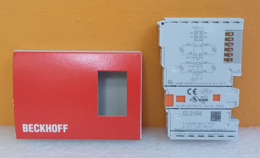 Beckhoff EL3164 4-Channel, 0 to 10 V Input, 16-Bit, EtherCAT Terminal. New!