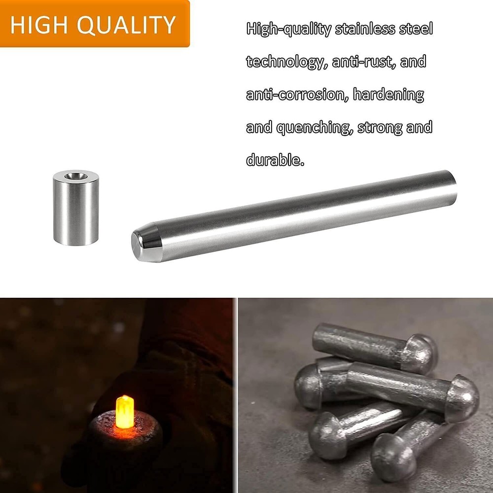 Blacksmith Rivet Doming Tool Set Top Bottom 1/4" Blacksmithing Forging Tools