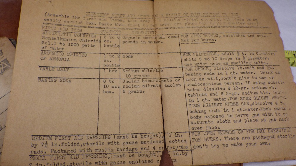 Vintage WWII War Rations Leather Book Four w/ Stamps Emergency First Aid 1994