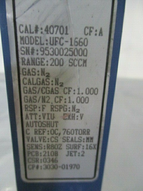 Unit, Mass Flow Controller, UFC-1660, 200 SCCM / N2, 421820