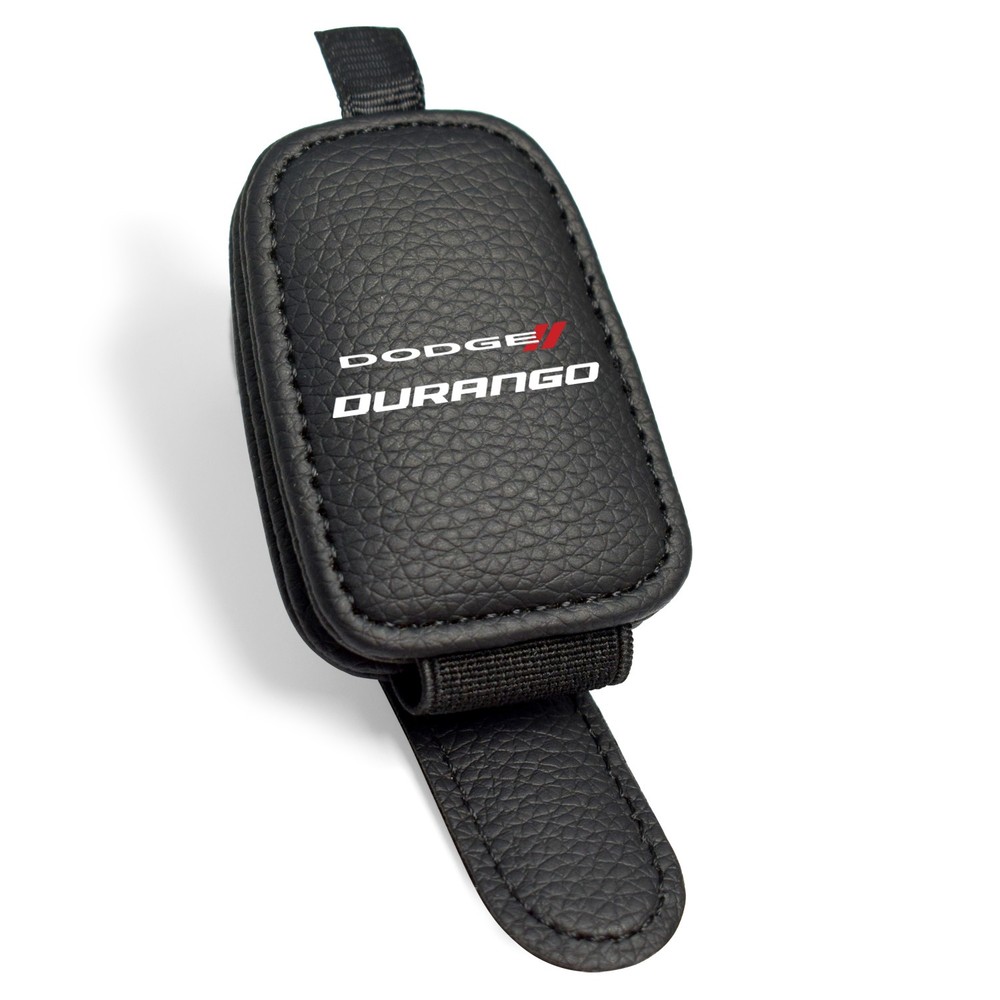 Dodge Durango Rectangle Black Leather Magnetic Sunglass Sun Visor Holder