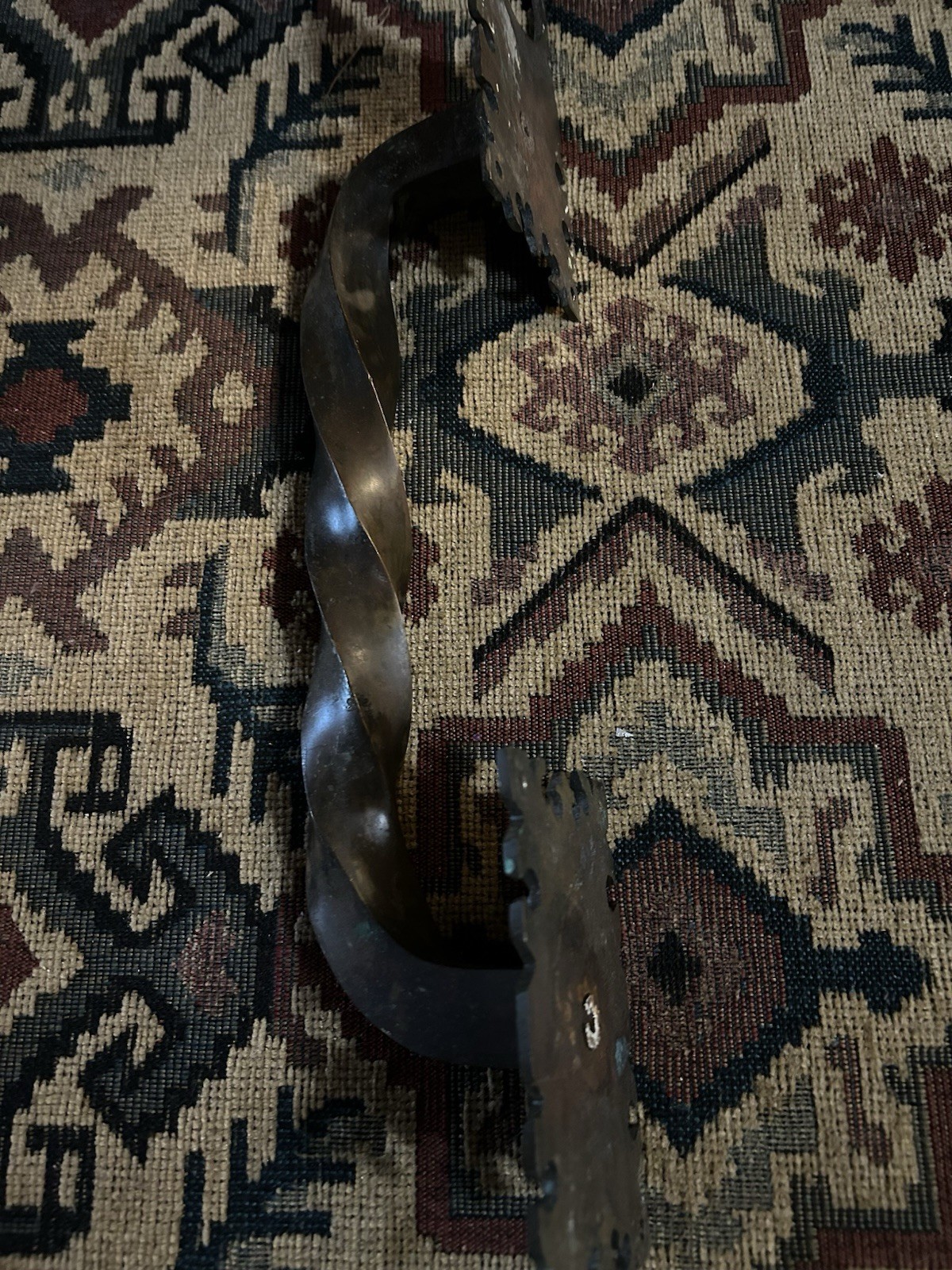 Antique Brass Door Pull With Hole For Knob