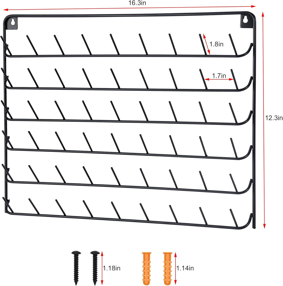 2 Pack Thread Holder Wall Mount - 54 Spool Sewing Thread Organizer - Black