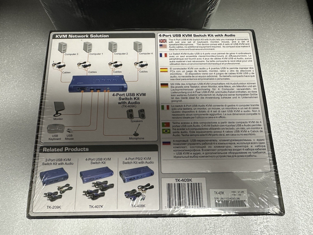TRENDnet TK-409K 4-Port USB KVM Network Switch Kit with Audio