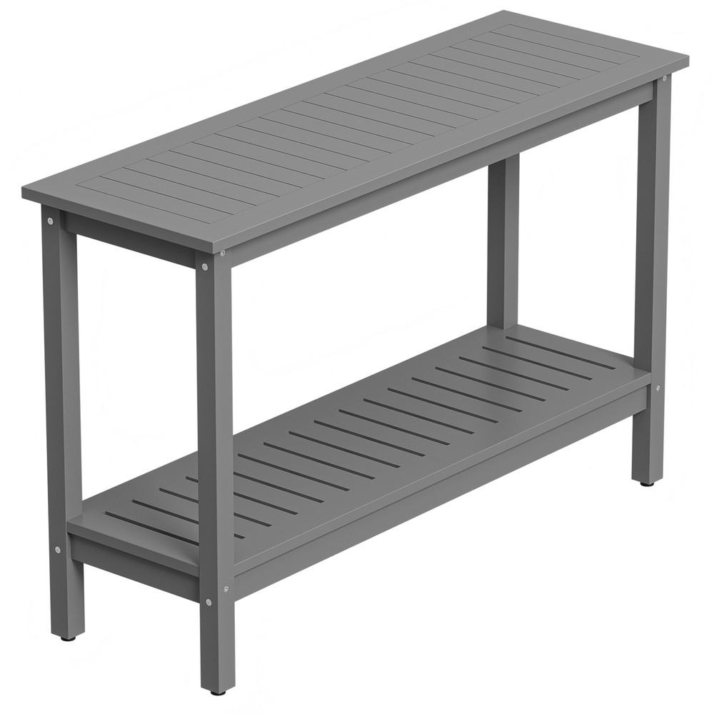 Console Table 48" Patio Side Accent Table Multifunctional with Foot Sliders Grey