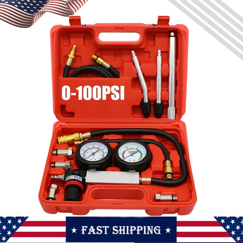 Cylinder Leak Down Tester Petrol Engine Compression Leakage Detector Tool Kit