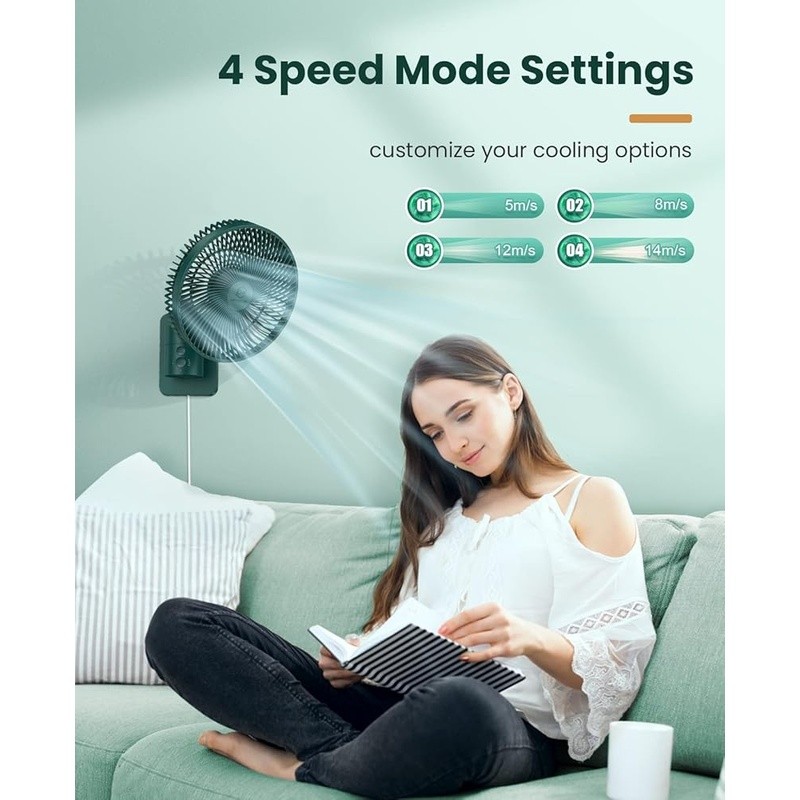 Wall Mount Oscillating Fan Remote Control Adjustable Tilt Timer 4 Speed New