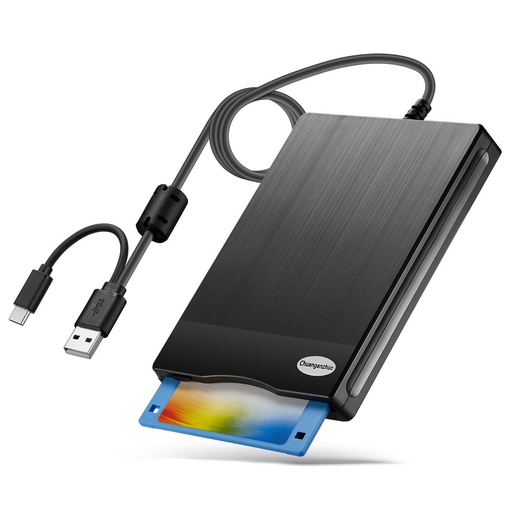 Floppy Disk Reader 3.5 inch USB Floppy Disk Drive External 3 1/2 Floppy disc ...