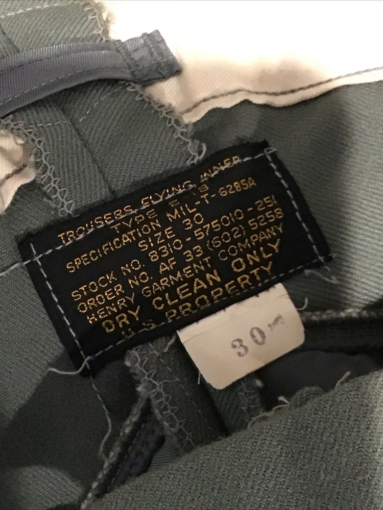 US USAF Flying Trousers Type E-1B Inners Size 30 Green
