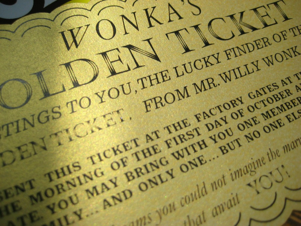 Willy Wonka Golden Replica Ticket - Screen Accurate Art Work