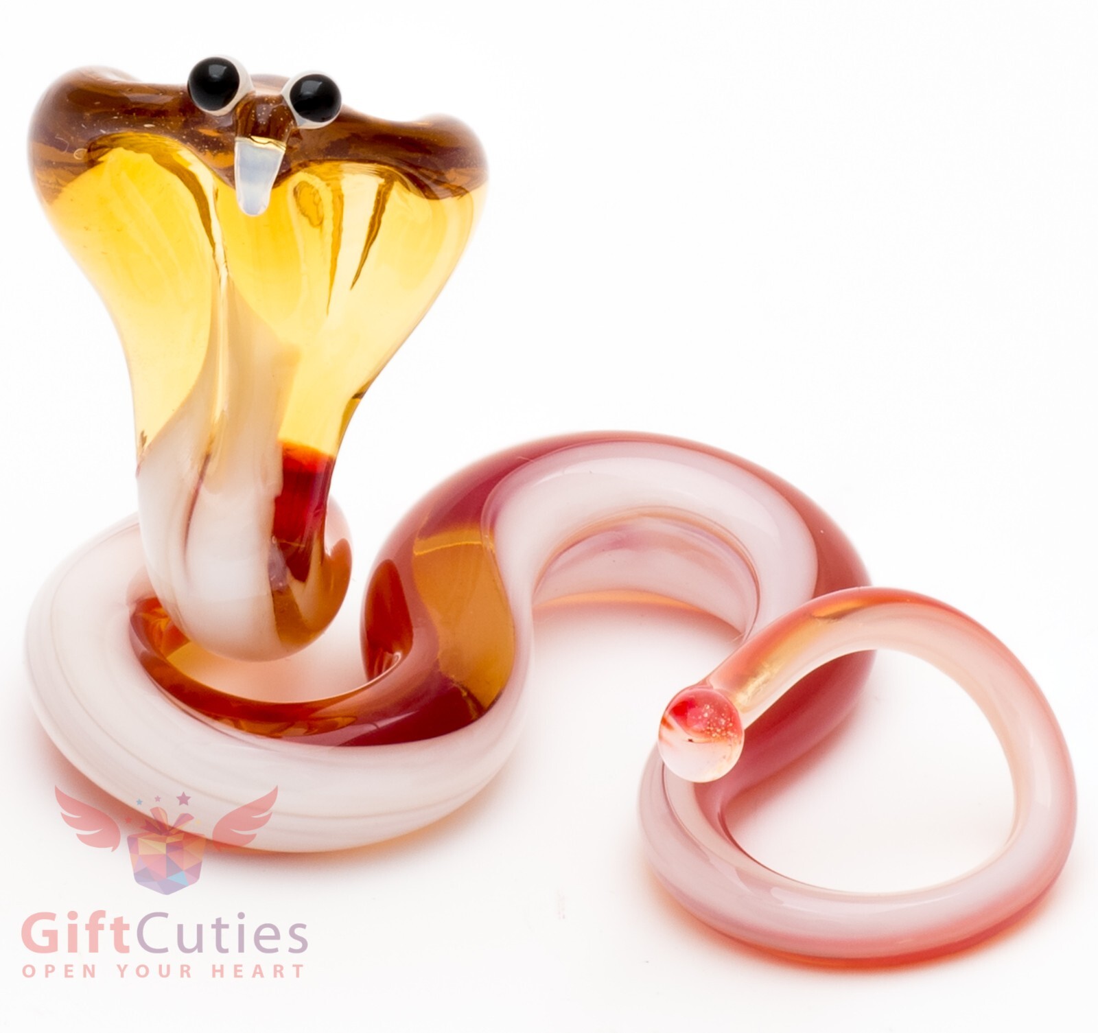 Hand-Blown Glass Cobra Snake Figurine Handmade 2025 Year of the Snake Sculpture