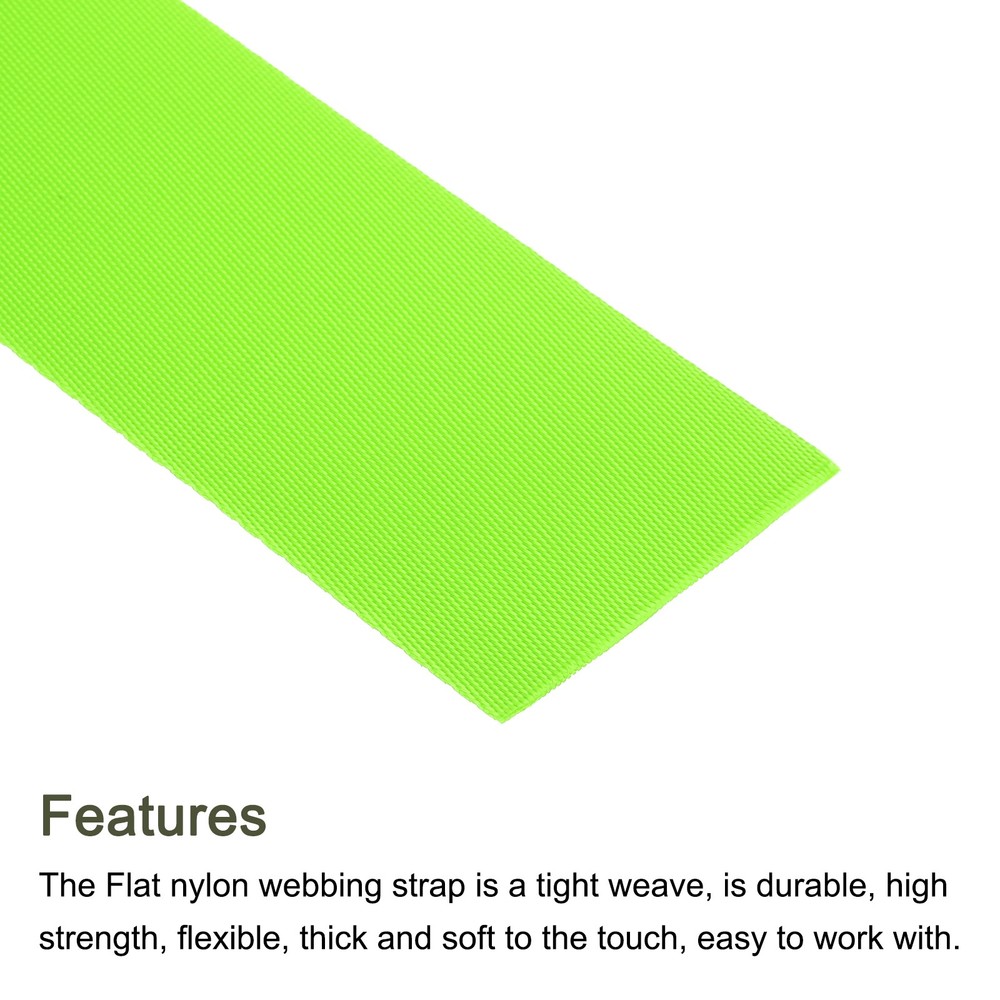 Flat Nylon Webbing Strap 2 Inch 10 Yards Fluorescent Green for Backpack