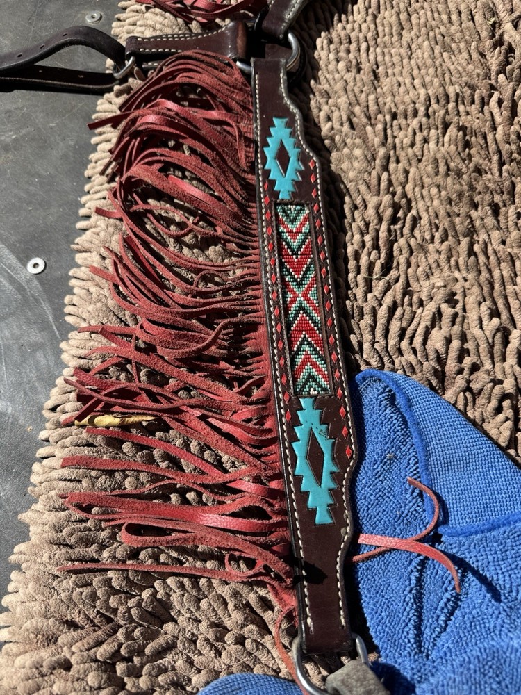 NRS Red And Turquoise Beaded Breast collar