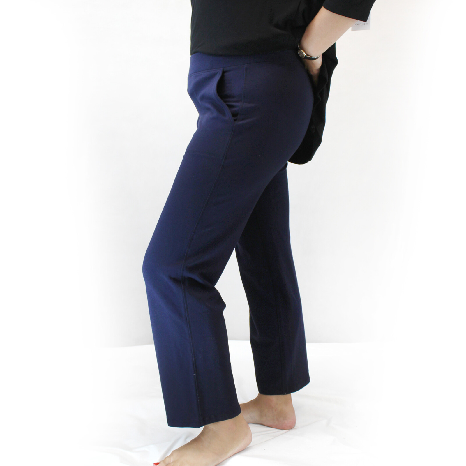 Talbots Plus Size Navy Relaxed Stretch Waist Pockets Pants 3X