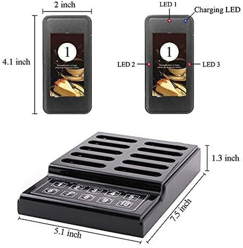 10 Pager Buzzers 1 Keypad Queue Number Call Wireless Calling System Queue Call R
