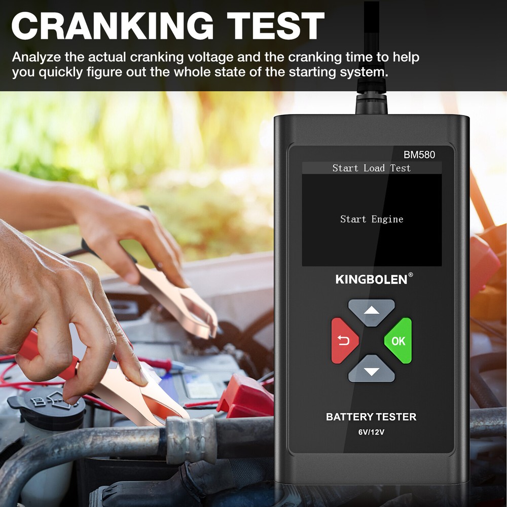 6V/12V/24V Car Battery SystemTester Auto Diagnostic Device 100-2000CCA Load Test