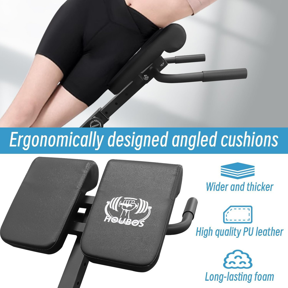Hyper Back Extension Roman Chair - Back Extension Bench Machine for Glute, Hamst