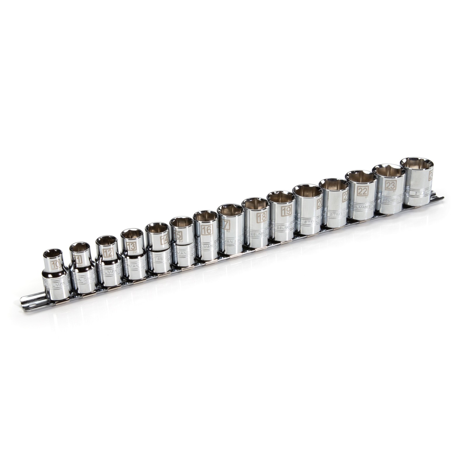 STEELMAN PRO 15-Piece 1/2-Inch Drive Shallow 6-Point Metric Socket Set, 78306