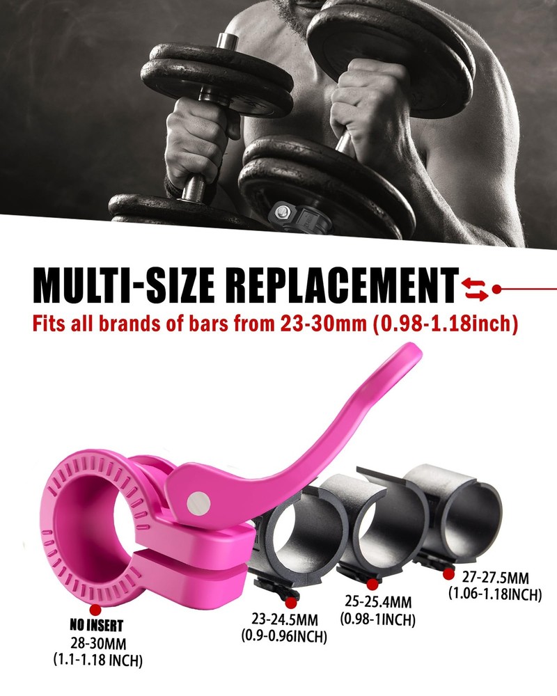 Adjustable Barbell Clips 1 & 2" | Quick Release Weight Locking Collars Pair"