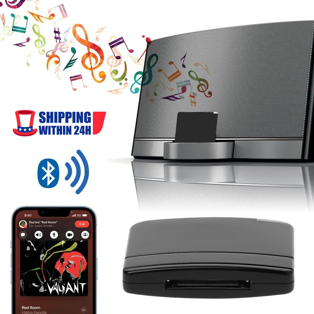 Bluetooth Wireless Music Audio Receiver for iPhone iPad/iPod Galaxy 30Pin Dock