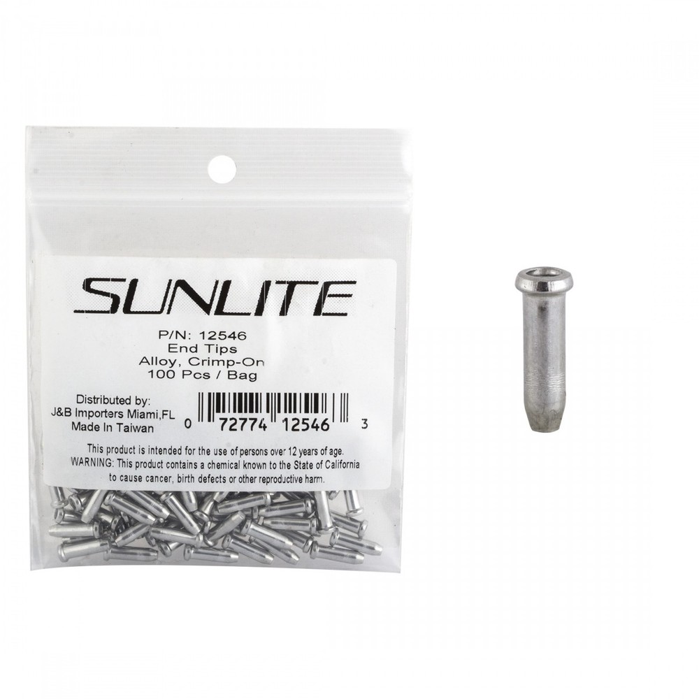 Sunlite Silver Alloy Cable Tips - Durable, Lightweight Bicycle Shift & Brake
