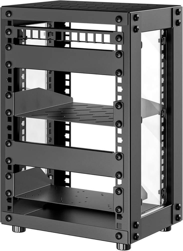 Compact 8U Mini Server Rack Cabinet for Network & A/V Equipment, Black