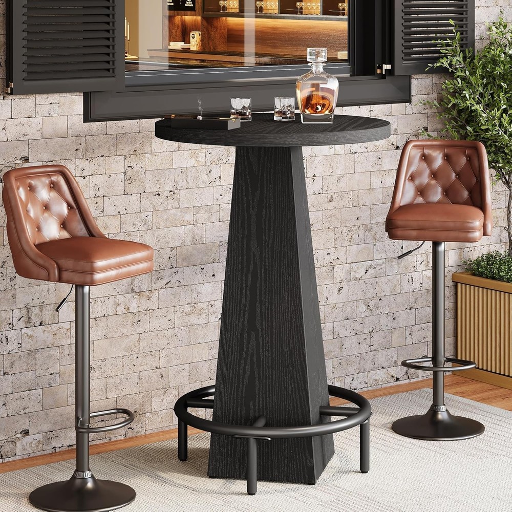 Round Bar Table, 37.4" High Round Pub Table for Small Bars, Dining Room, Kitchen