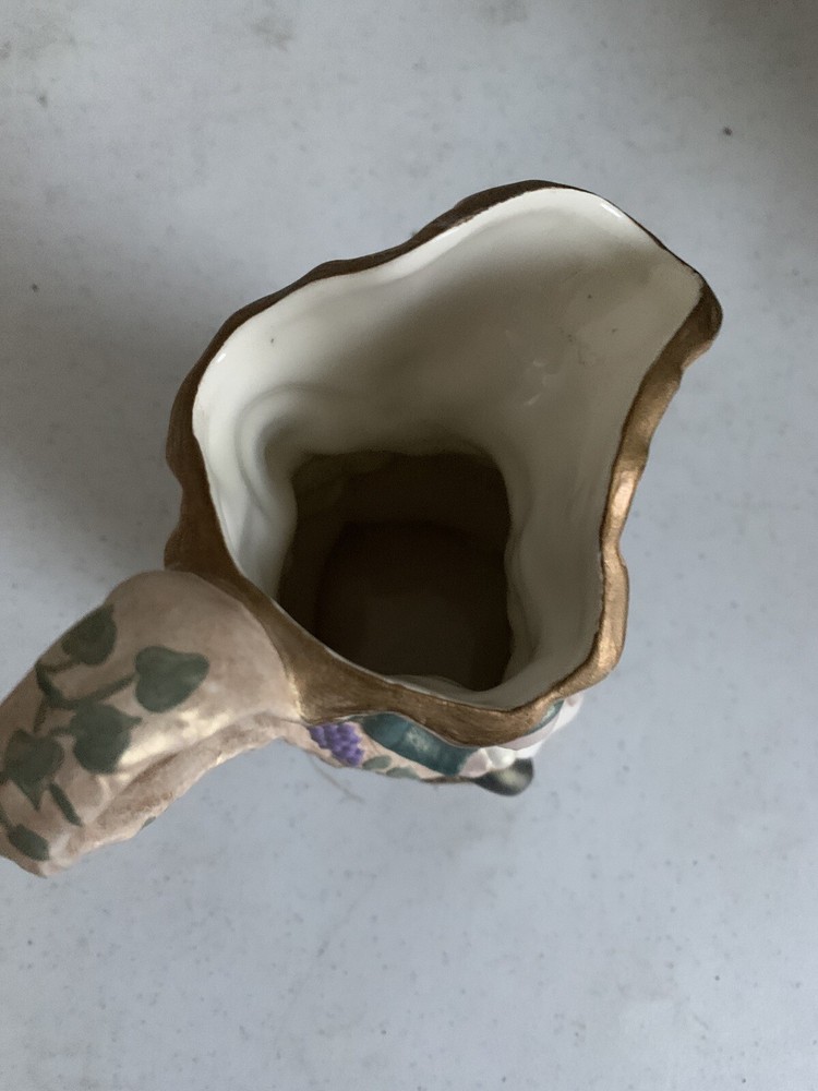 Vintage Vineyard Ceramic Pitcher Marked Ariel