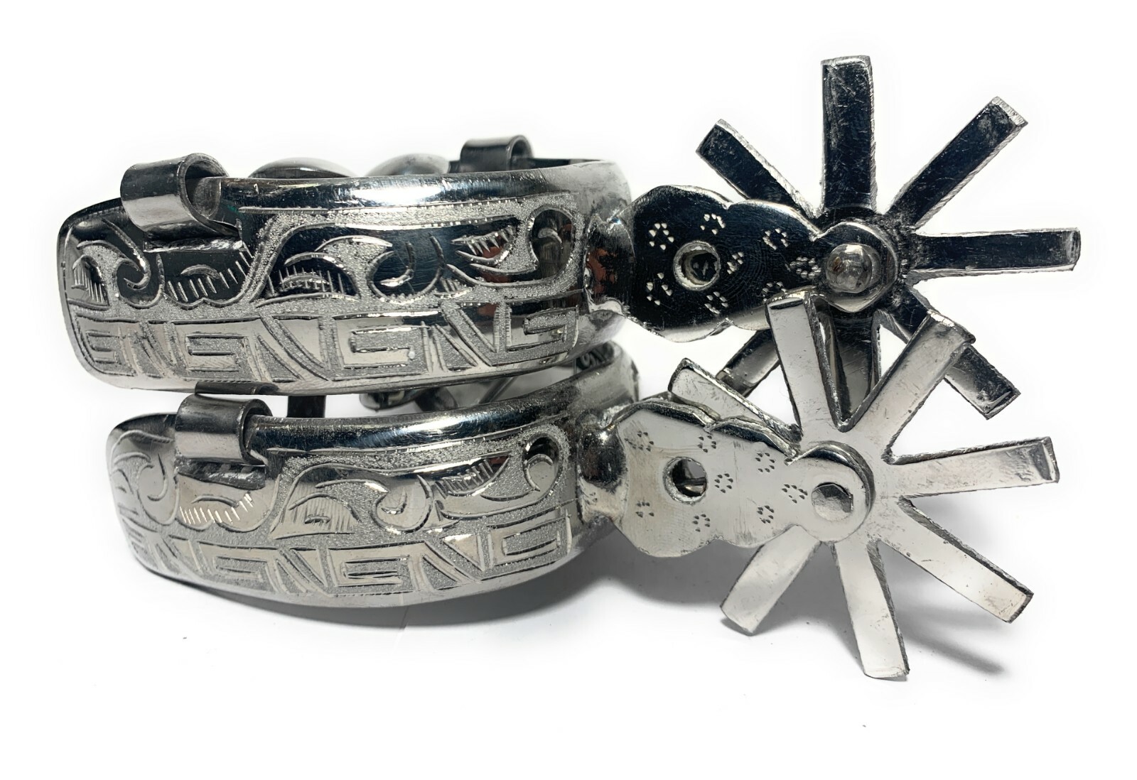 CHARRO SADDLE MEXICAN SPURS, ESPUELAS CHARRAS, EQUESTRIAN HORSE TACK