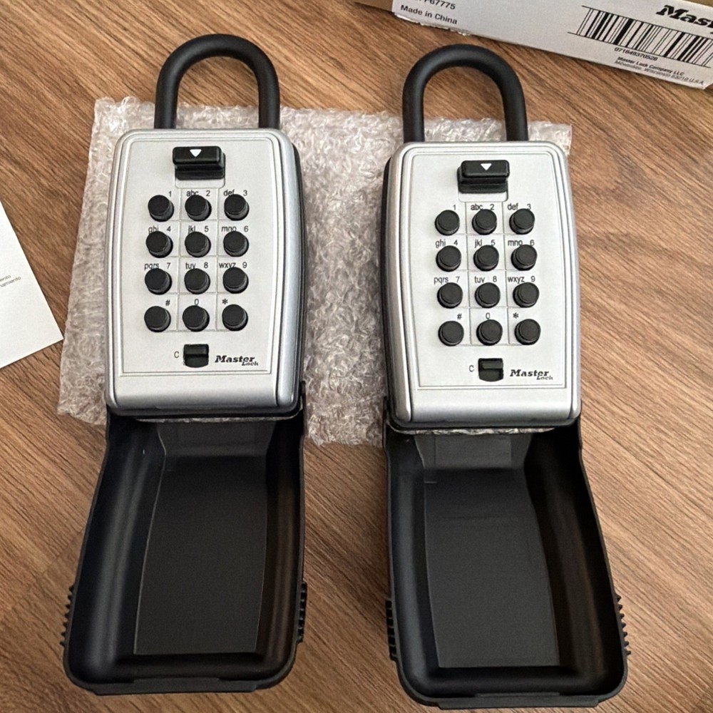 2 Master Lock Outdoor Key Lock Box Black Push Button Wall Mount Key Safe Storage