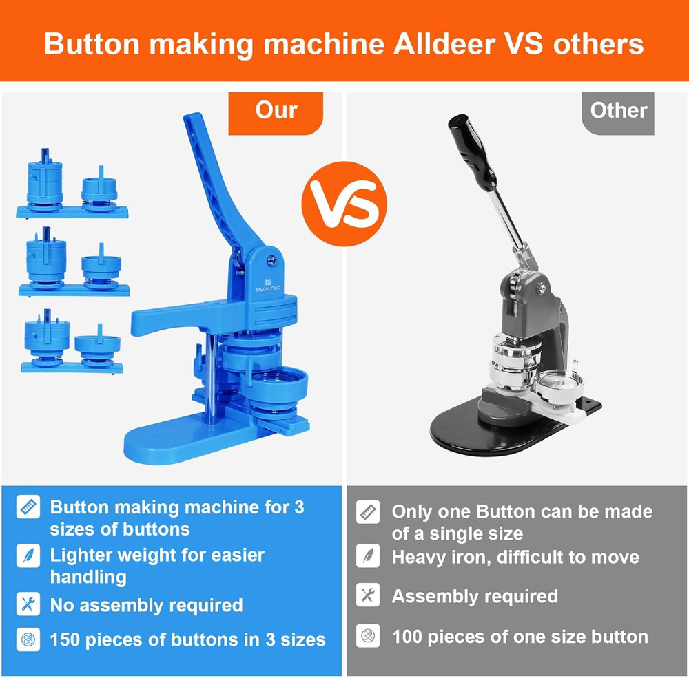Button Maker Machine Multiple Sizes 1.26+1.73+2.28 Inch Pin Maker Machine,150Pcs
