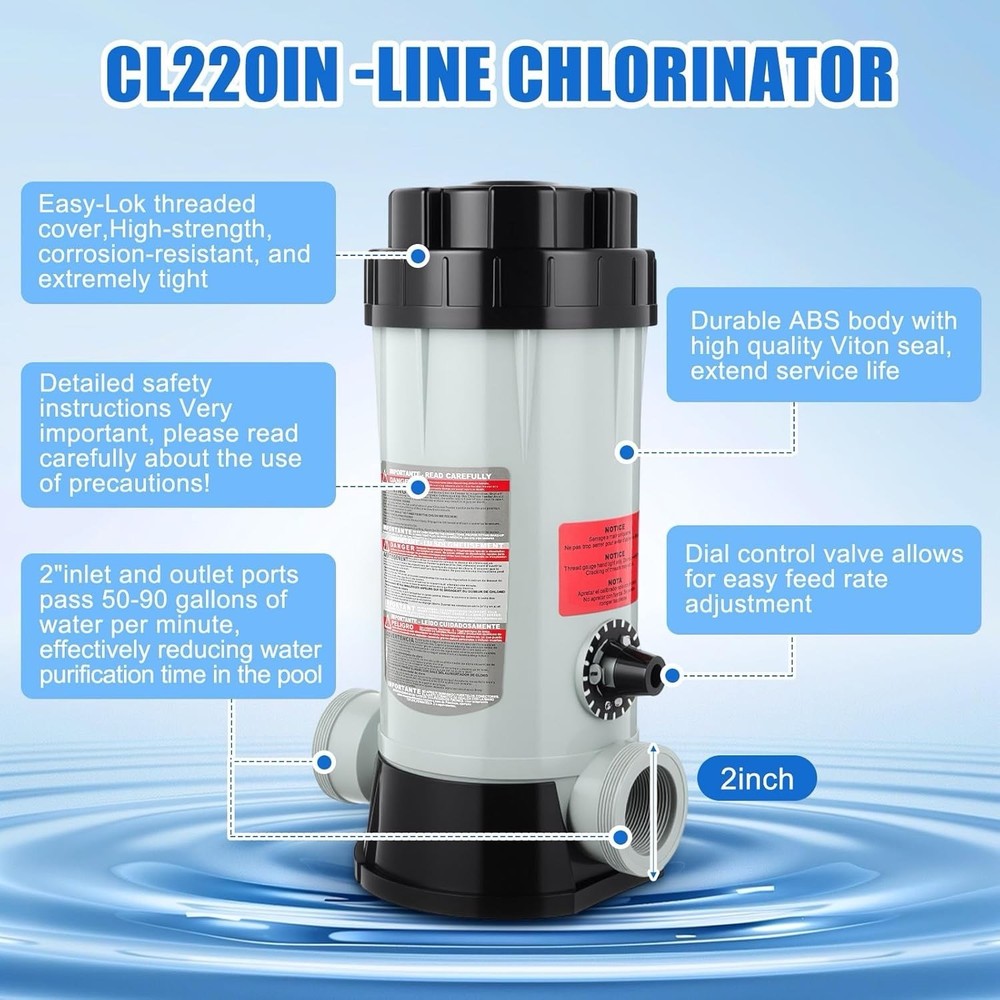 Off-Line Chlorinator Replacement for Hayward CL220 Pool Feeder w/ O-Ring