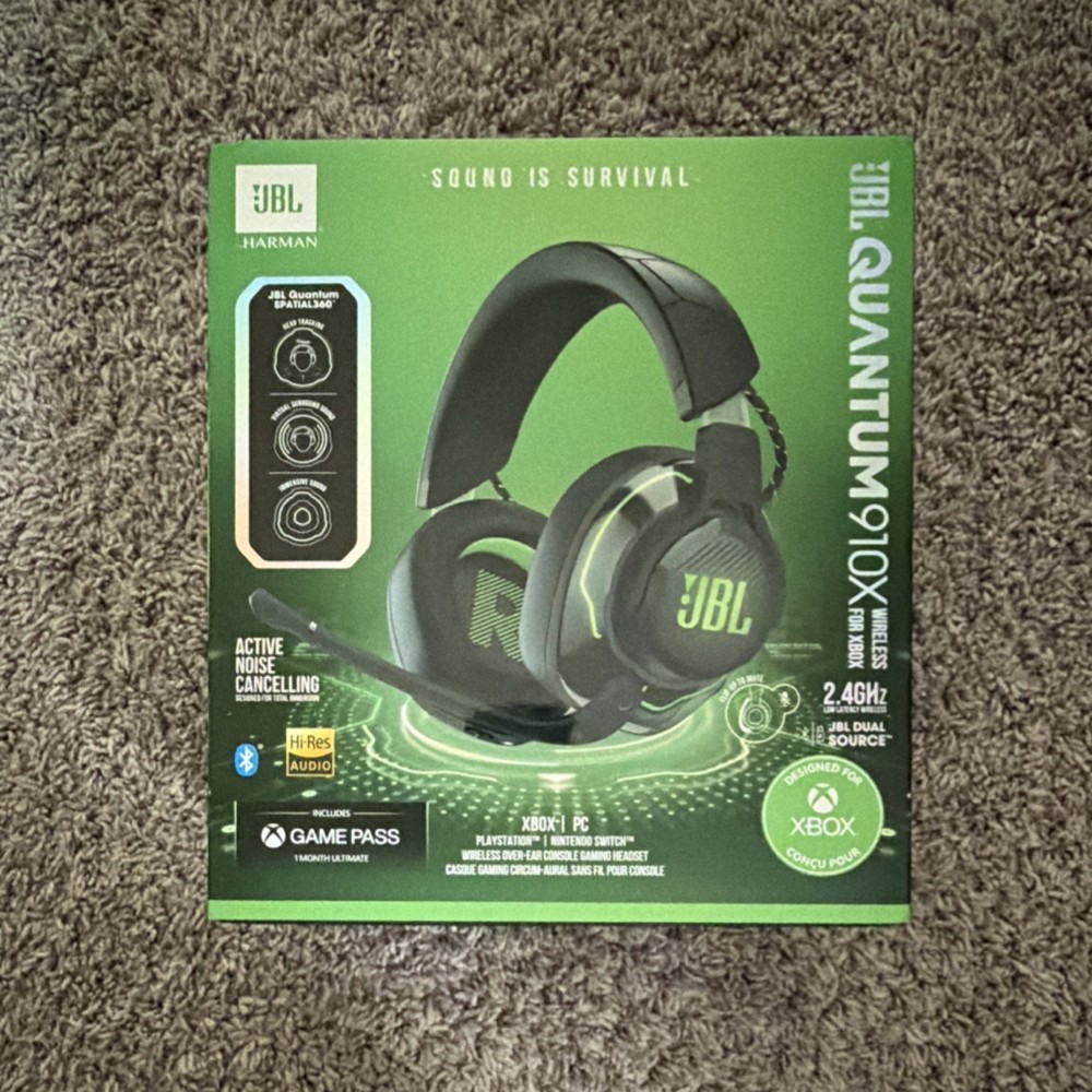 JBL Quantum 910X Wireless Gaming Headset Xbox, Bluetooth, ANC, Black/Green