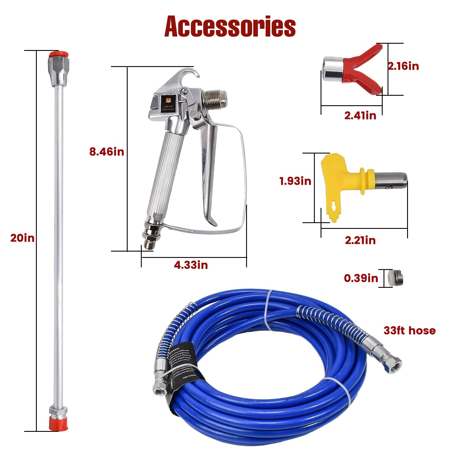 2.5HP Electric Airless Paint Sprayer High Efficient 3300PSI W/Extension Rod 110V