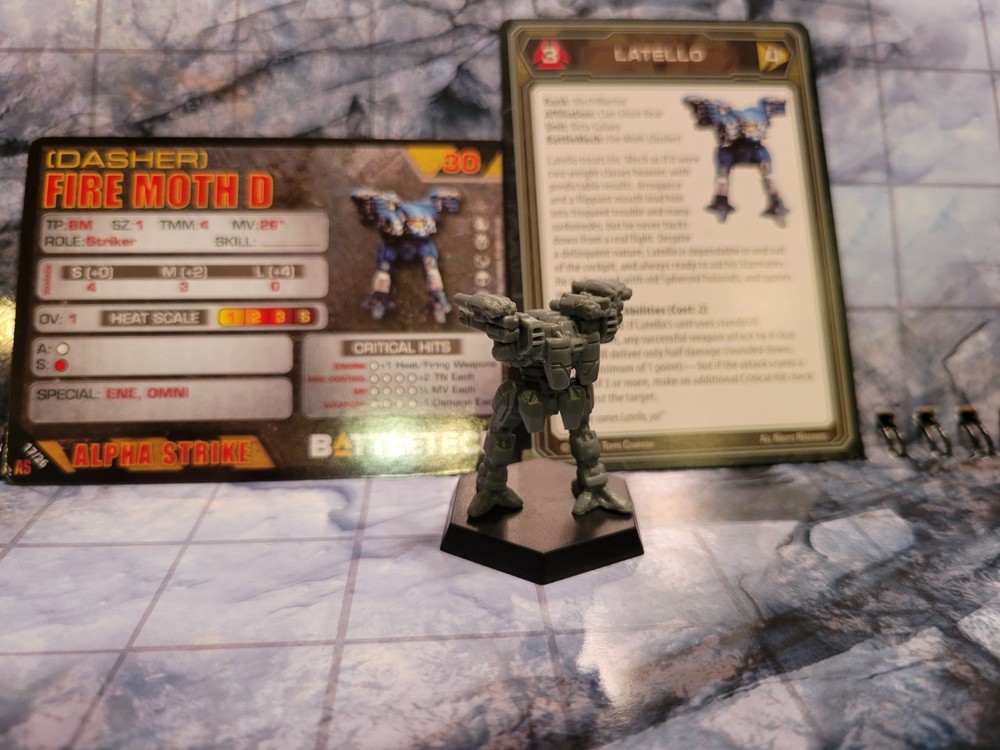 Battletech Fire Moth (Dasher) Mech + Pilot Cards - Alpha Strike Box Set