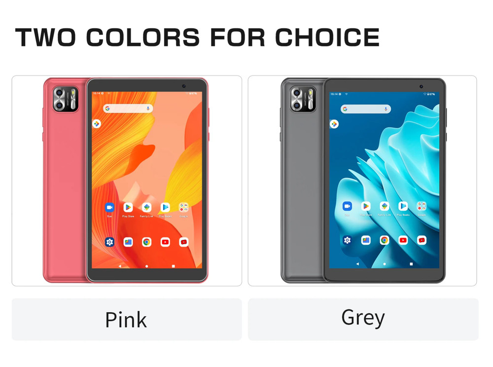 NEW 8-inch Android Tablets 8GB+64GB Dual Camera Bluetooth WIFI-Grey