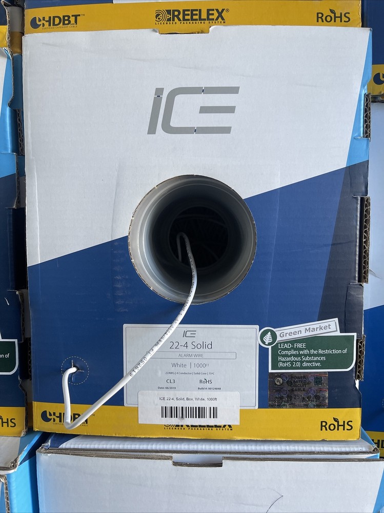 1000' Spool ICE 22-4 Solid 22AWG 4 Conductor Solid Core 75 C