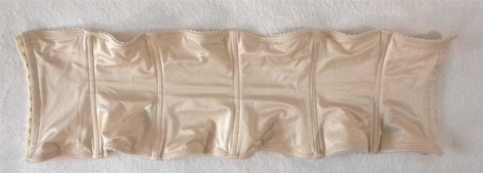 VINTAGE SEARS # 26489 WAIST CINCHER NIPPER BONED CORSET 11 HOOKS XL BEIGE NYLON