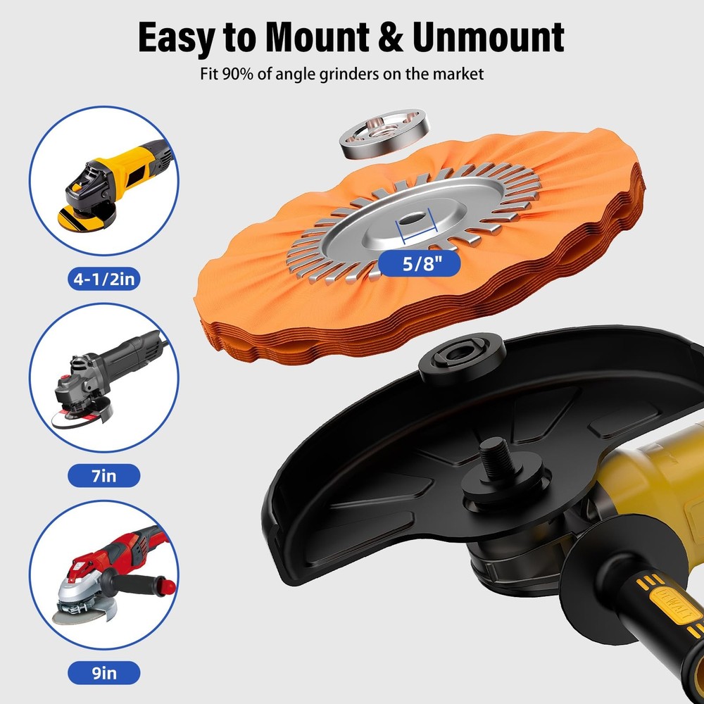 BURMONG 8" Airway Buffing Wheels for 4.5" Angle Grinder, 9PCS Buffer...