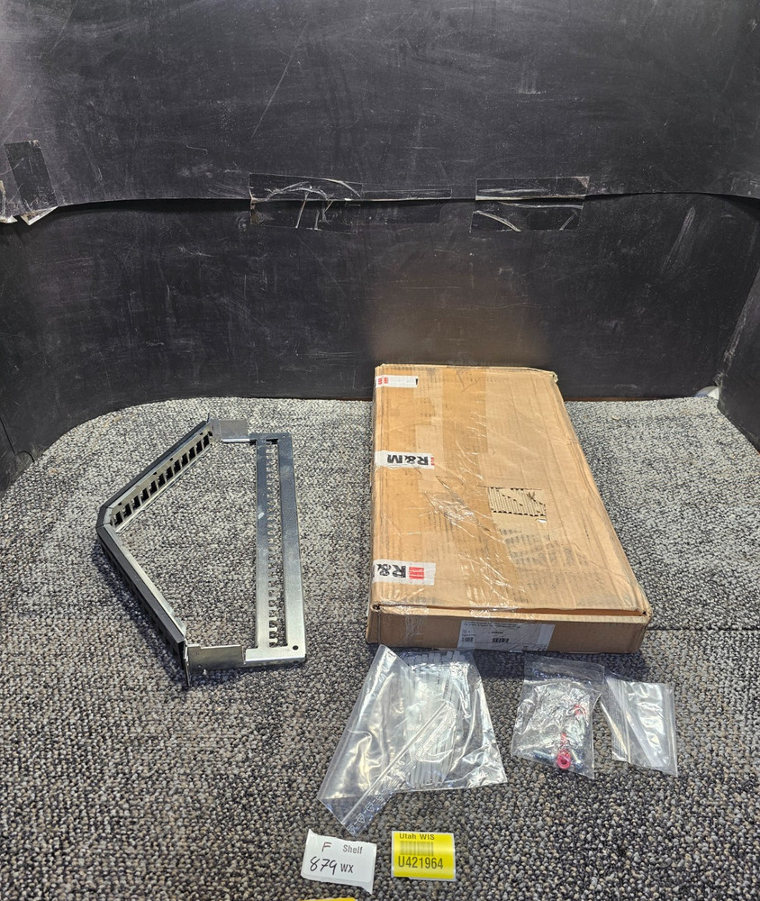 R&M 815656 19" 1U Angled Patch Panel 24-Port, Keystone, Black, Empty